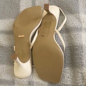 Billini Cream Strappy Square-Toe Low Block Heels